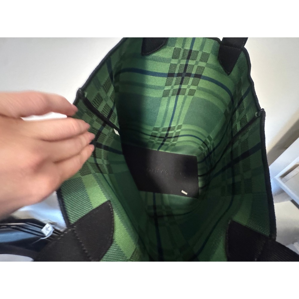 Rothy's The Essential Tote Green Plaid Sustainable Knit Shoulder Bag - Picture 4 of 8